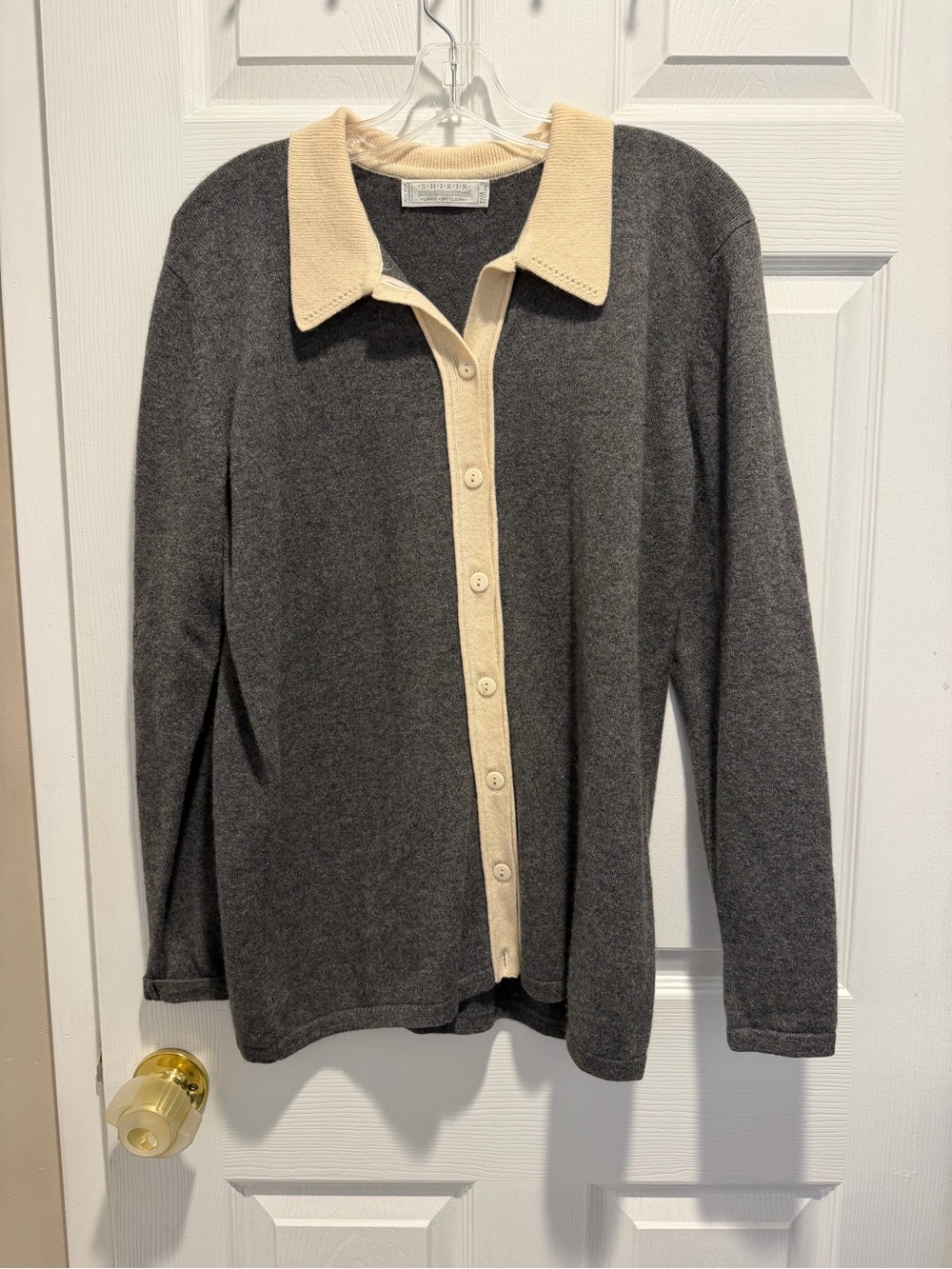 Shirin Grey Cashmere Button Up Cardigan